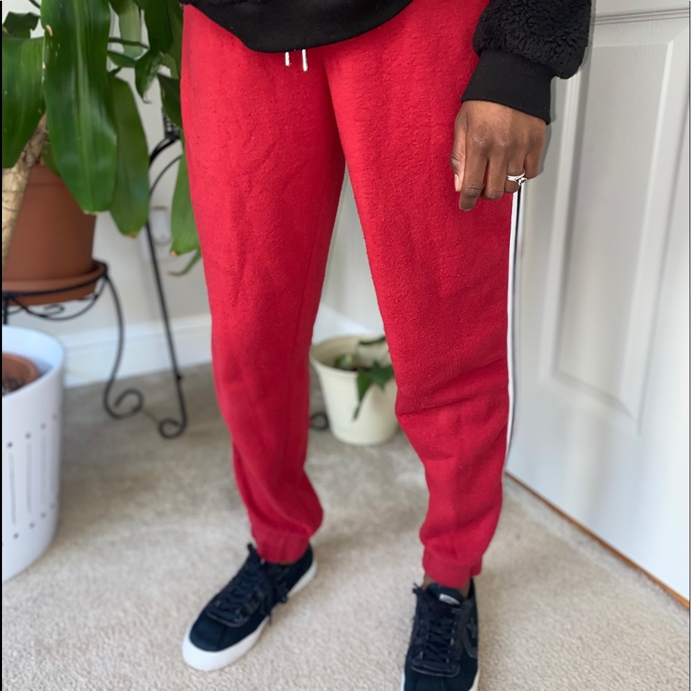 Red Jogger Sweatpants w/ Stripes
